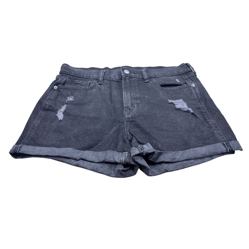 Old Navy Womens Mid-Rise Boyfriend Distressed Denim Shorts Size 8